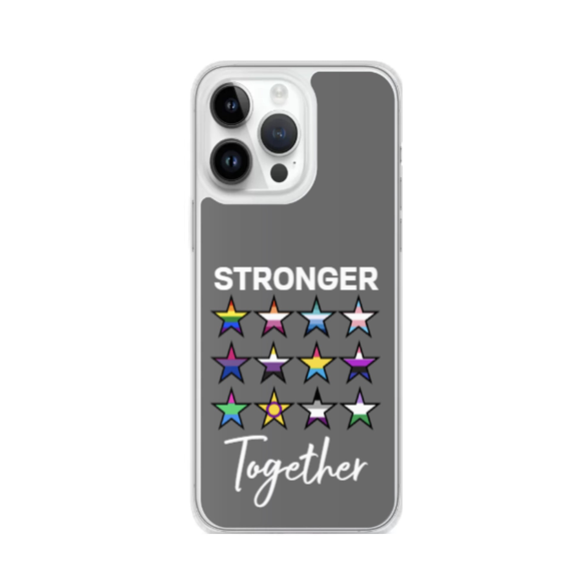 LGBTQ Pride Apple iPhone Case - Stronger Together iPhone 14 Pro Max clear-case-for-iphone-iphone-14-pro-max-case-on-phone-64126b065e464_a43e80c5-7673-489f-913a-93905874b4b5