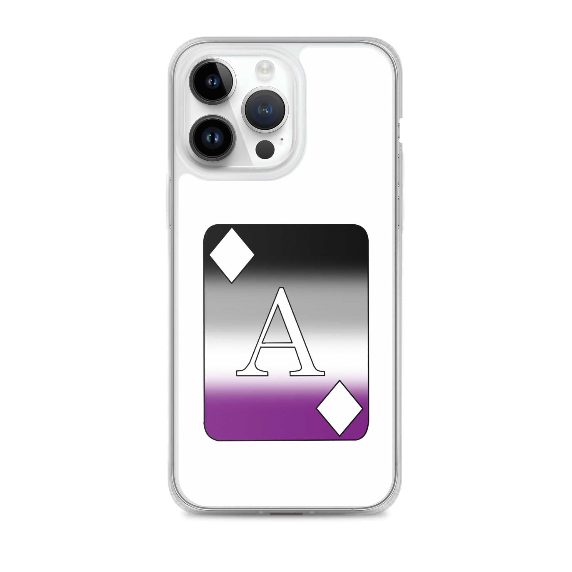 Asexual Ace Pride Ace Card Apple iPhone Cell Phone Case iPhone 14 Pro Max Asexual clear-case-for-iphone-iphone-14-pro-max-case-on-phone-642f1981a9f14