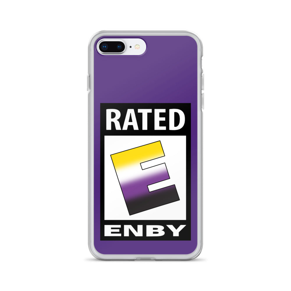 Nonbinary Enby Pride Apple iPhone Cell Phone Case - Rated E for Enby clear-case-for-iphone-iphone-7-plus-8-plus-case-on-phone-641268f00fa8b