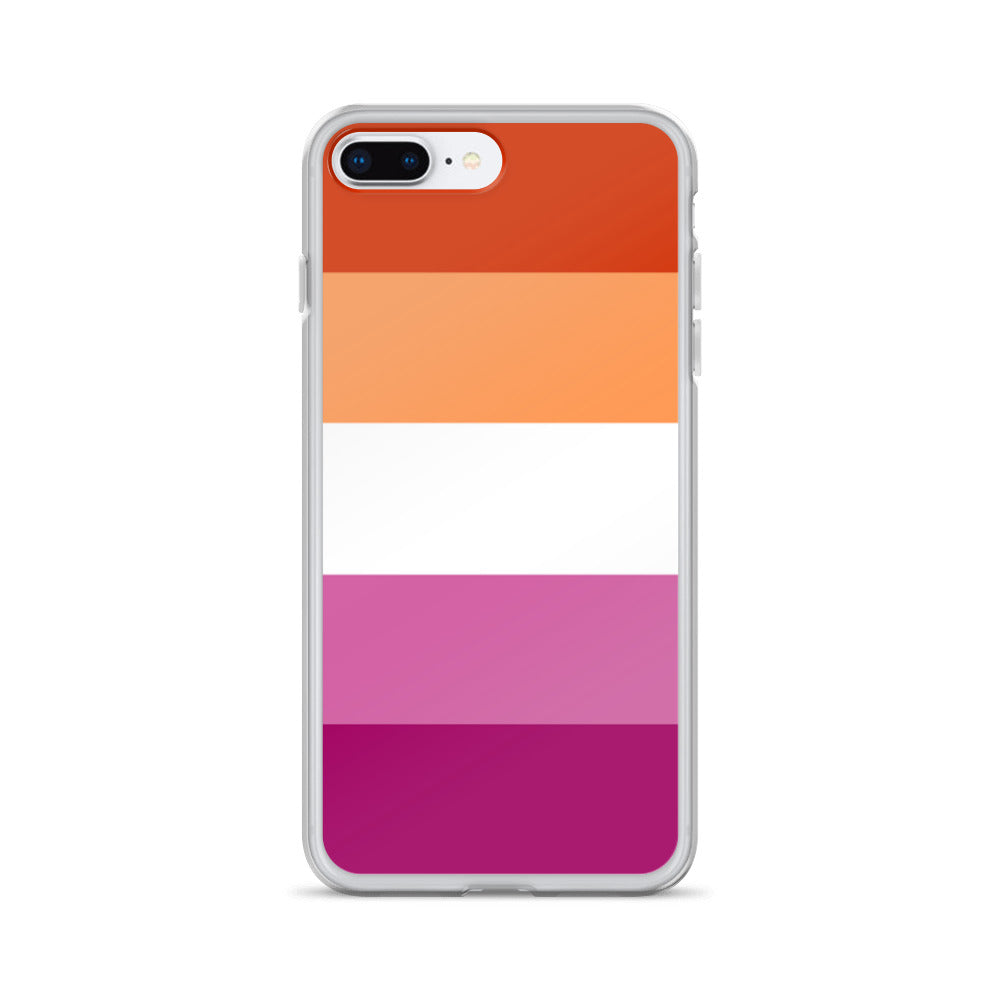 Lesbian Pride Flag Apple iPhone Cell Phone Case clear-case-for-iphone-iphone-7-plus-8-plus-case-on-phone-642f58516d85e