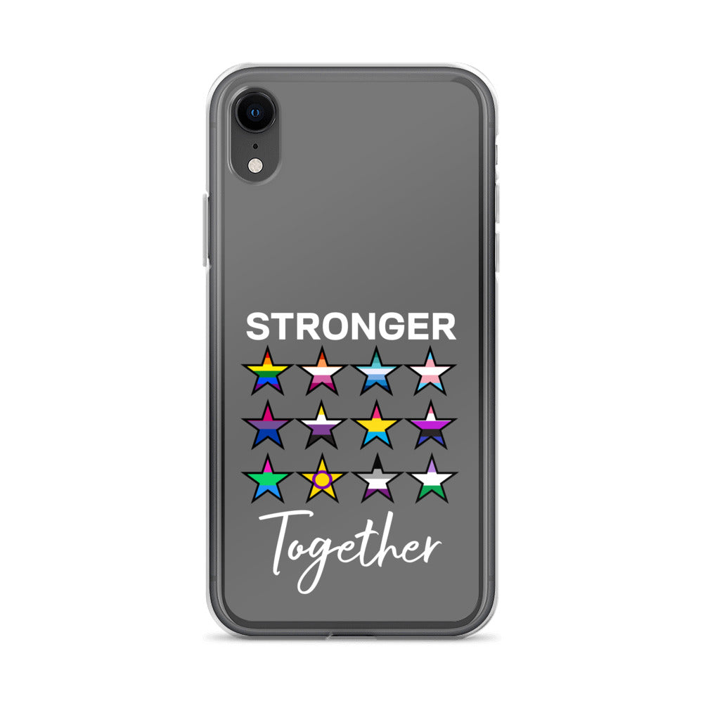 LGBTQ Pride Apple iPhone Case - Stronger Together iPhone XR clear-case-for-iphone-iphone-xr-case-on-phone-64127b7b1ddef