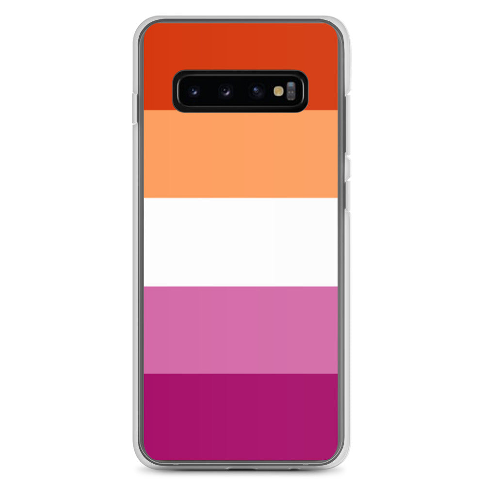 Lesbian Pride Flag Samsung Galaxy Cell Phone Case clear-case-for-samsung-samsung-galaxy-s10--case-on-phone-640a9df9211b8