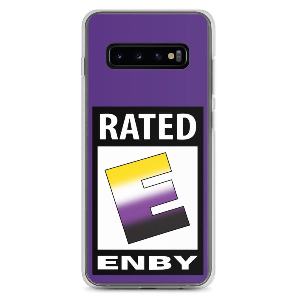 Nonbinary Enby Pride Samsung Galaxy Phone Case - Rated E For Enby Samsung Galaxy S10+ clear-case-for-samsung-samsung-galaxy-s10--case-on-phone-641268b19b52a