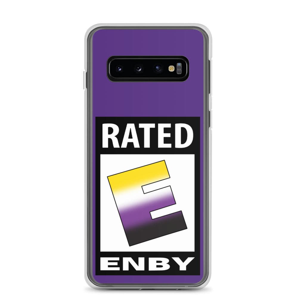 Nonbinary Enby Pride Samsung Galaxy Phone Case - Rated E For Enby Samsung Galaxy S10 clear-case-for-samsung-samsung-galaxy-s10-case-on-phone-641268b19b464