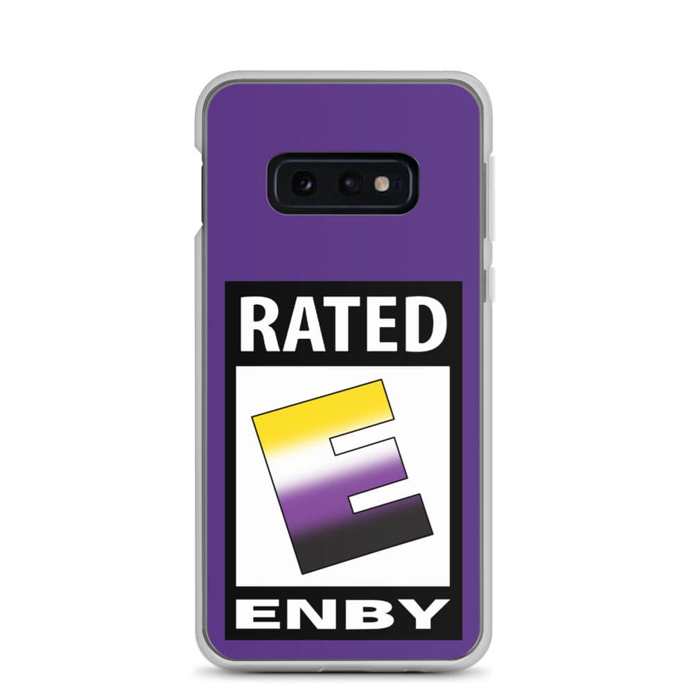 Nonbinary Enby Pride Samsung Galaxy Phone Case - Rated E For Enby Samsung Galaxy S10e clear-case-for-samsung-samsung-galaxy-s10e-case-on-phone-641268b19b5bb