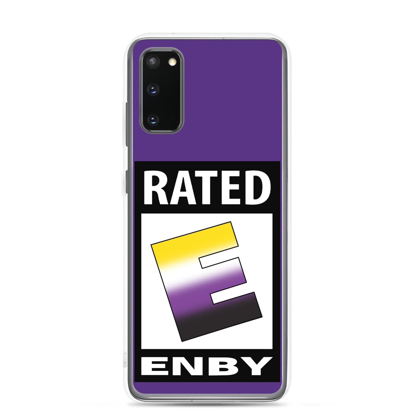 Nonbinary Enby Pride Samsung Galaxy Phone Case - Rated E For Enby Samsung Galaxy S20 clear-case-for-samsung-samsung-galaxy-s20-case-on-phone-641268b19b643