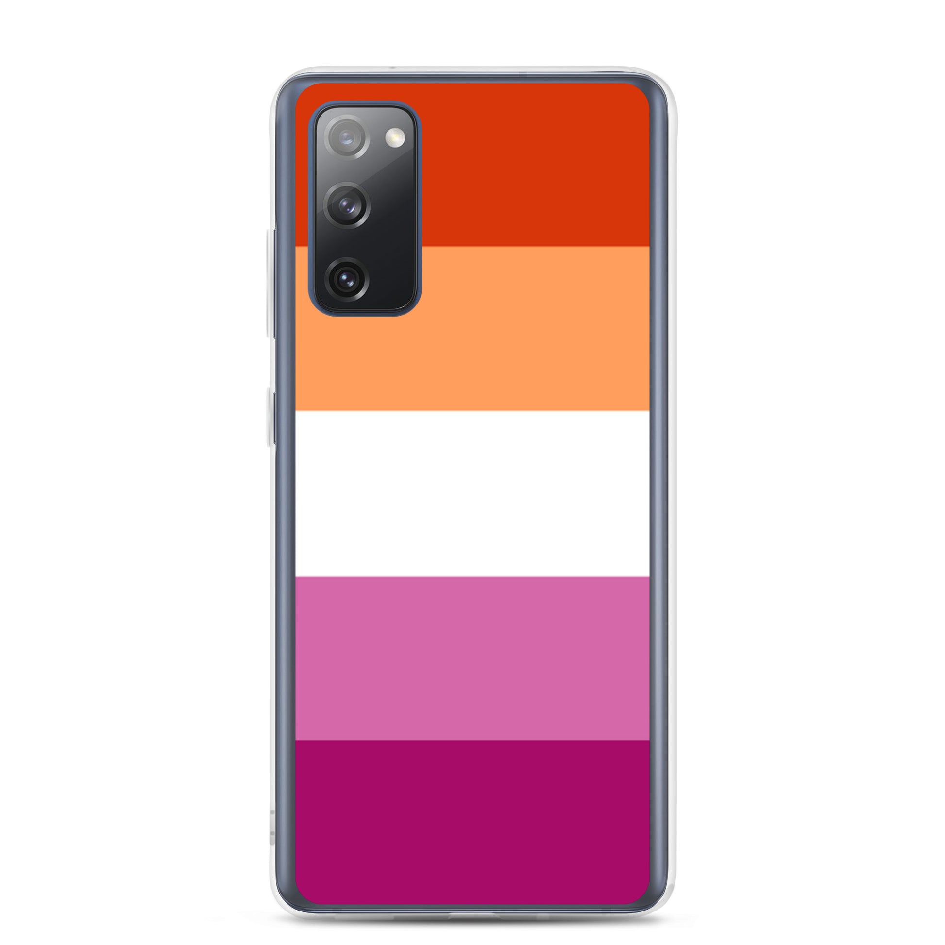 Lesbian Pride Flag Samsung Galaxy Cell Phone Case clear-case-for-samsung-samsung-galaxy-s20-fe-case-on-phone-640a9df92124b