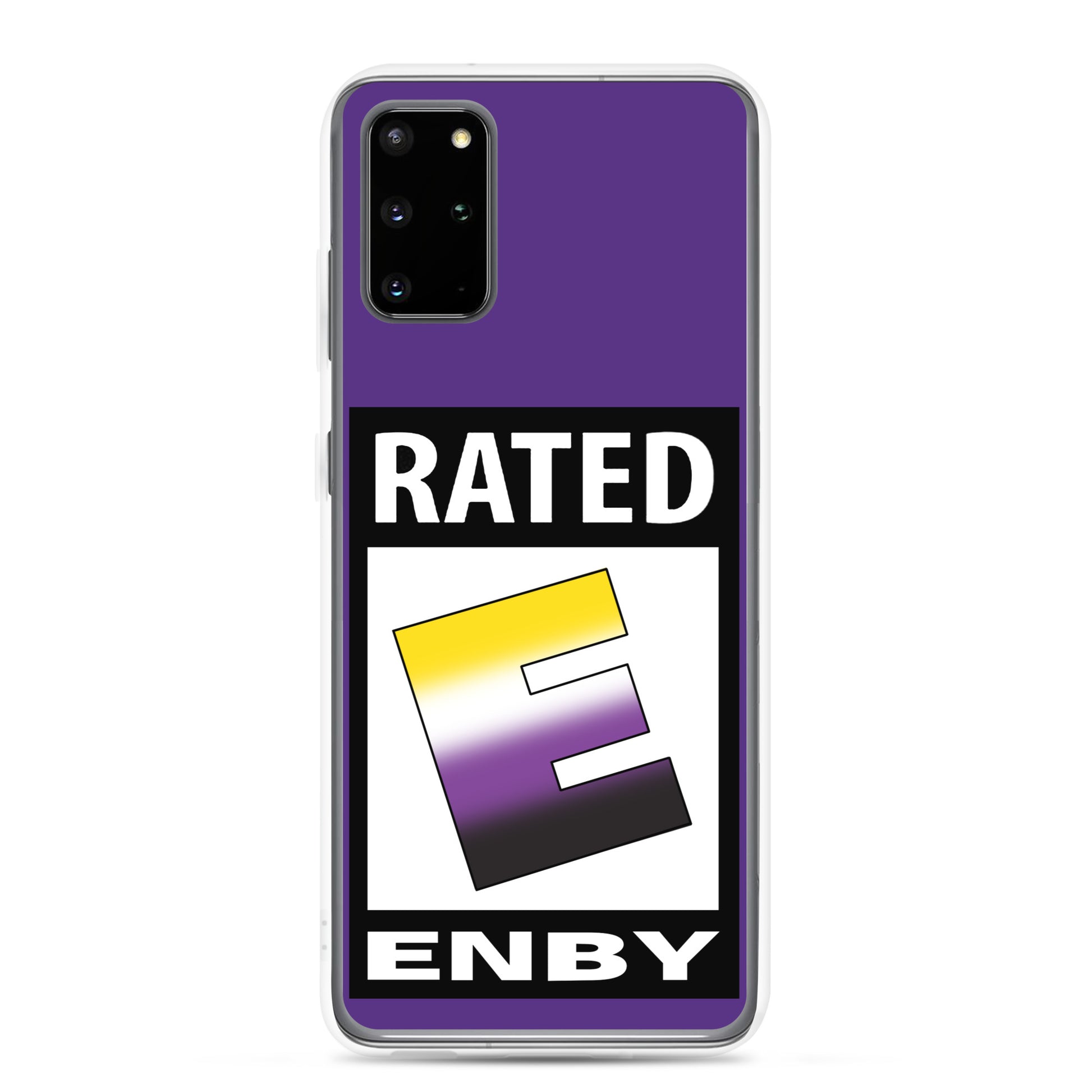 Nonbinary Enby Pride Samsung Galaxy Phone Case - Rated E For Enby Samsung Galaxy S20 Plus clear-case-for-samsung-samsung-galaxy-s20-plus-case-on-phone-641268b19b783