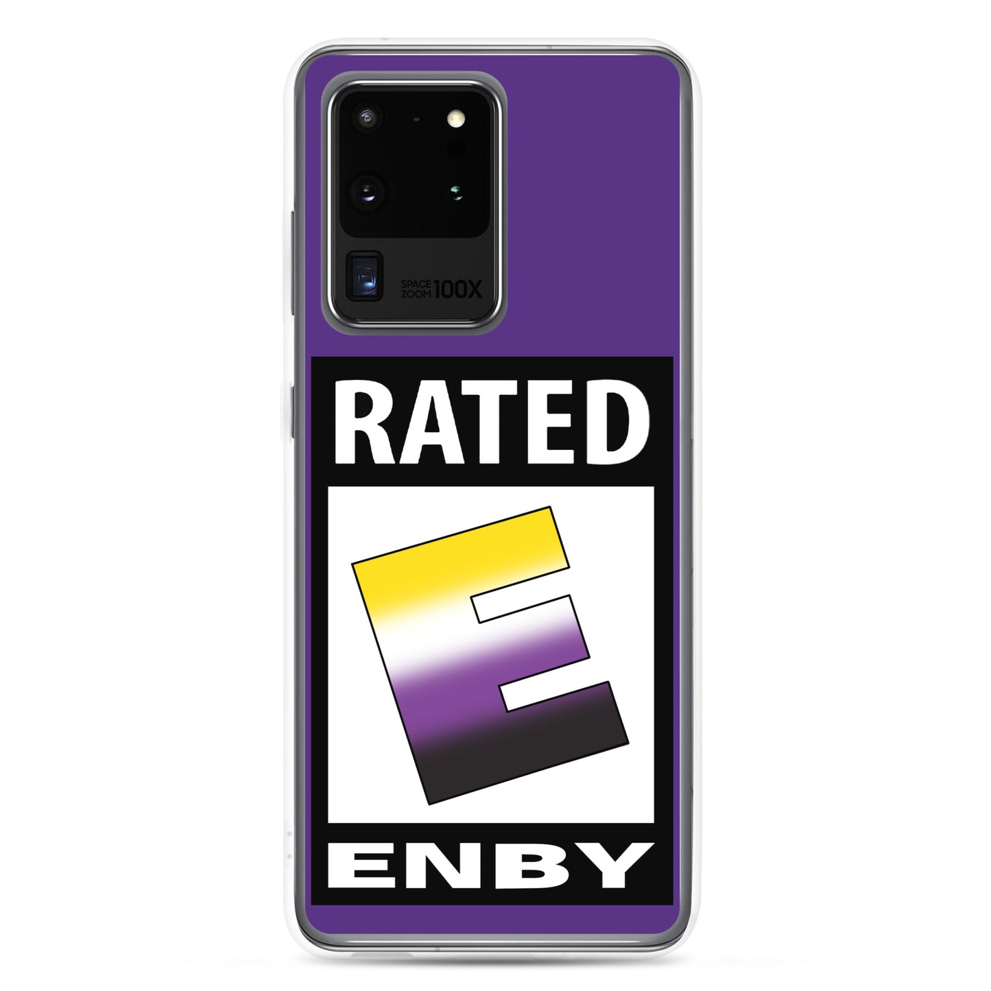 Nonbinary Enby Pride Samsung Galaxy Phone Case - Rated E For Enby Samsung Galaxy S20 Ultra clear-case-for-samsung-samsung-galaxy-s20-ultra-case-on-phone-641268b19b815