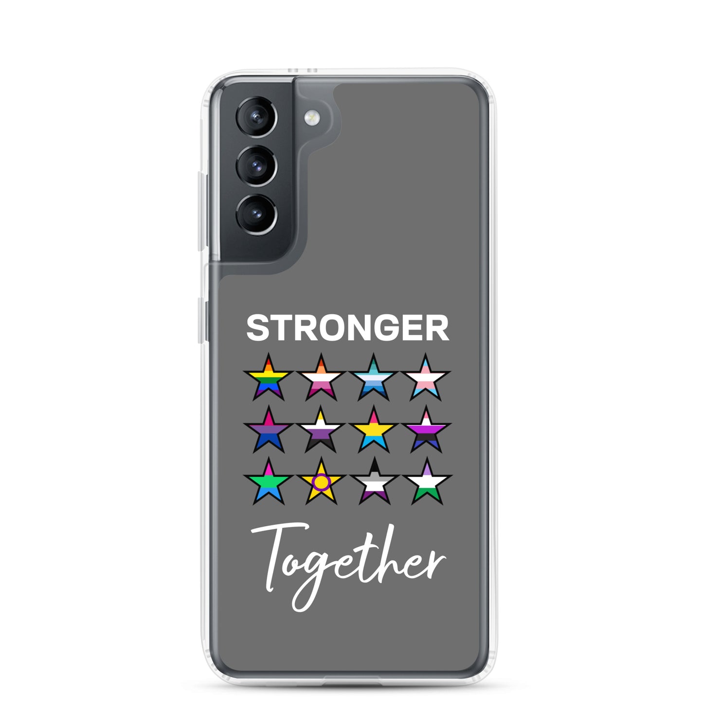 LGBTQ Pride Samsung Galaxy Cell Phone Case - Stronger Together Samsung Galaxy S21 clear-case-for-samsung-samsung-galaxy-s21-case-on-phone-64127ba9a4b96