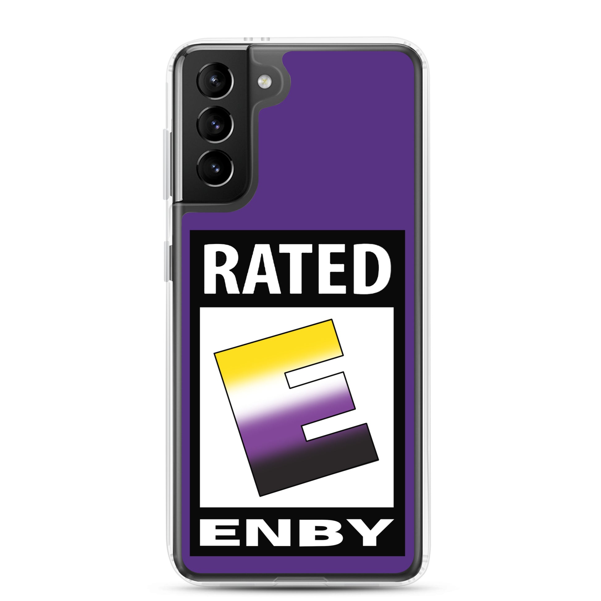 Nonbinary Enby Pride Samsung Galaxy Phone Case - Rated E For Enby Samsung Galaxy S21 Plus clear-case-for-samsung-samsung-galaxy-s21-plus-case-on-phone-641268b19b945