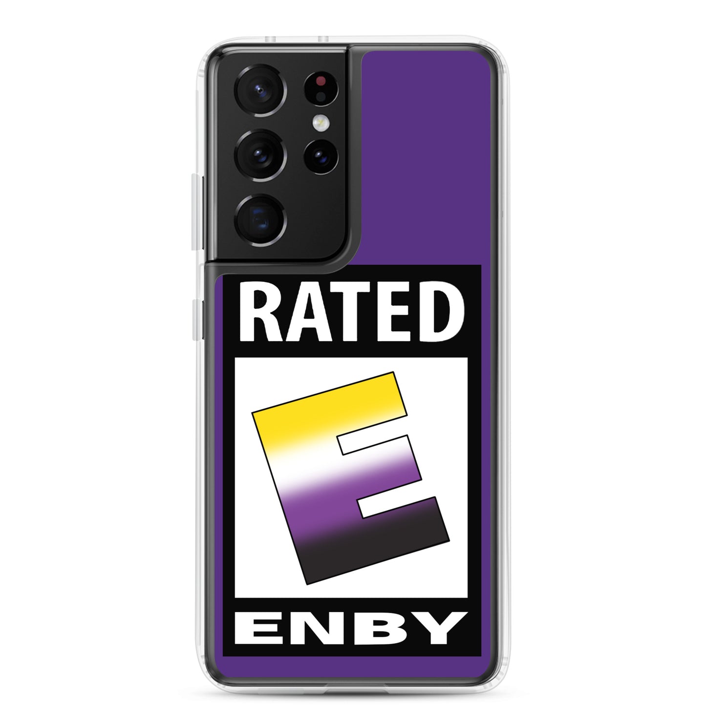 Nonbinary Enby Pride Samsung Galaxy Phone Case - Rated E For Enby Samsung Galaxy S21 Ultra clear-case-for-samsung-samsung-galaxy-s21-ultra-case-on-phone-641268b19b9e1