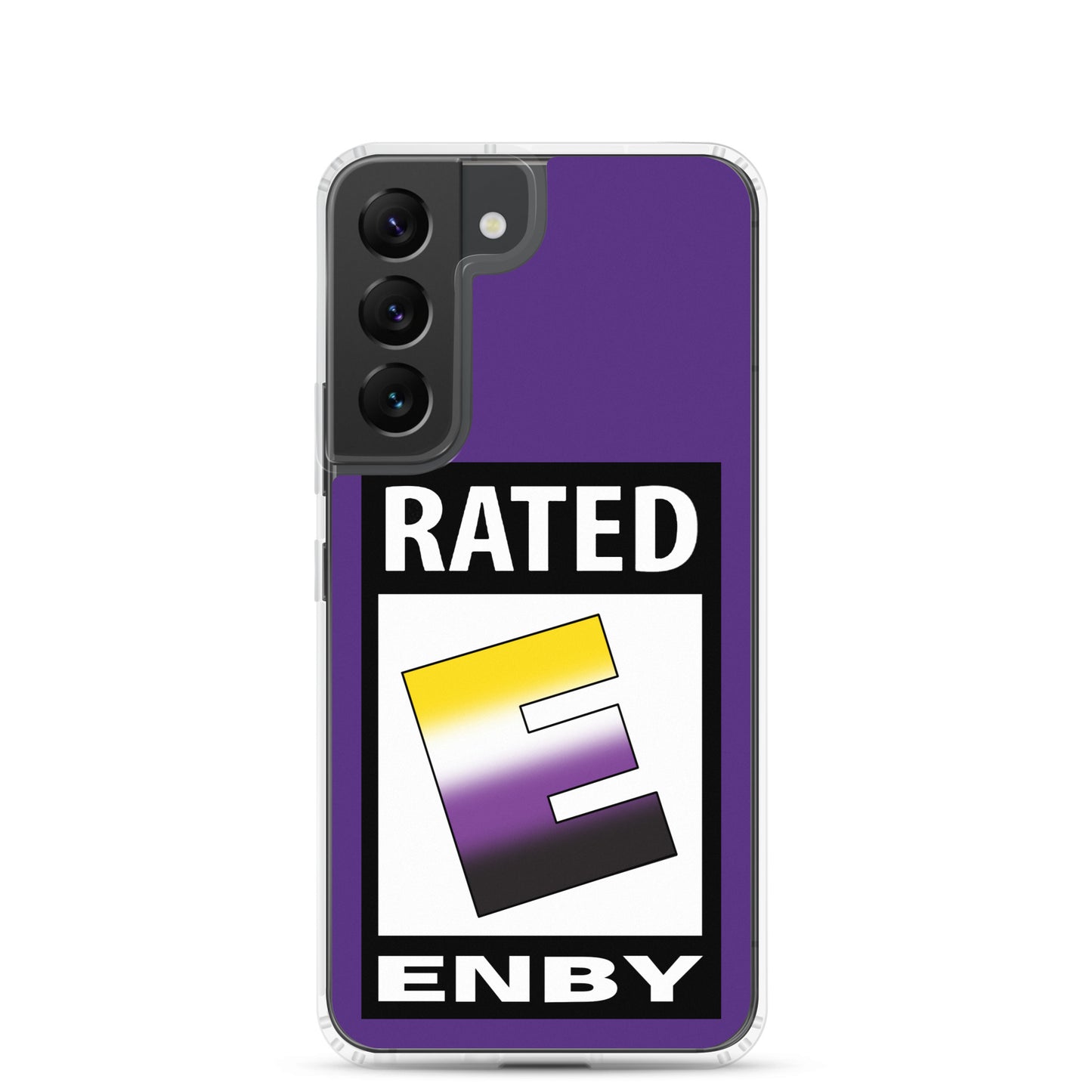 Nonbinary Enby Pride Samsung Galaxy Phone Case - Rated E For Enby Samsung Galaxy S22 clear-case-for-samsung-samsung-galaxy-s22-case-on-phone-641268b19ba7d