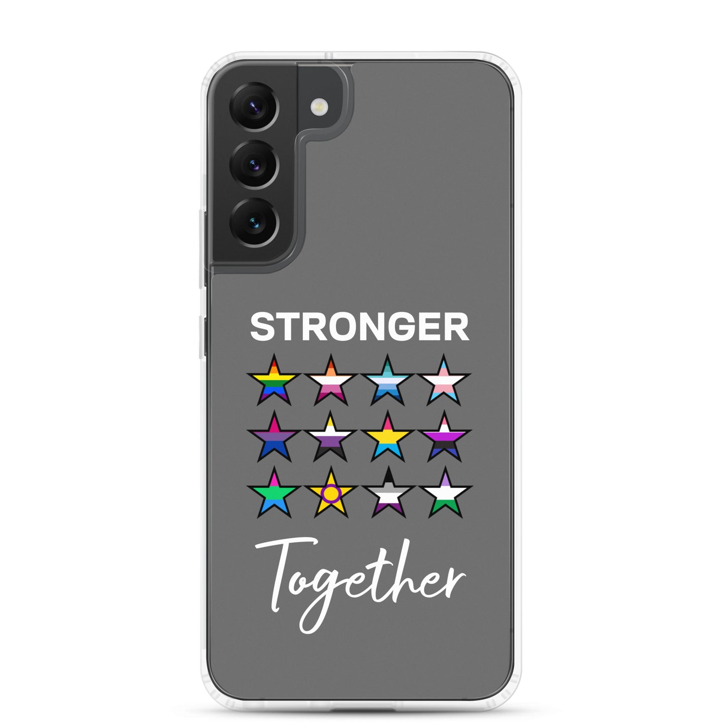 LGBTQ Pride Samsung Galaxy Cell Phone Case - Stronger Together Samsung Galaxy S22 Plus clear-case-for-samsung-samsung-galaxy-s22-plus-case-on-phone-64127ba9a4e4b