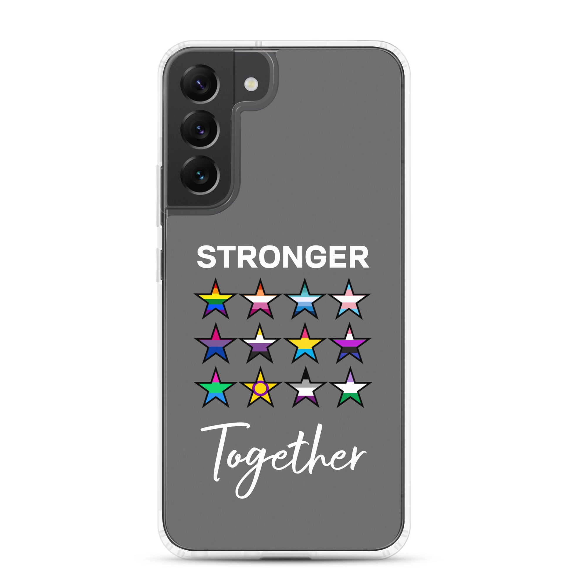 LGBTQ Pride Samsung Galaxy Cell Phone Case - Stronger Together Samsung Galaxy S22 Plus clear-case-for-samsung-samsung-galaxy-s22-plus-case-on-phone-64127ba9a4e4b