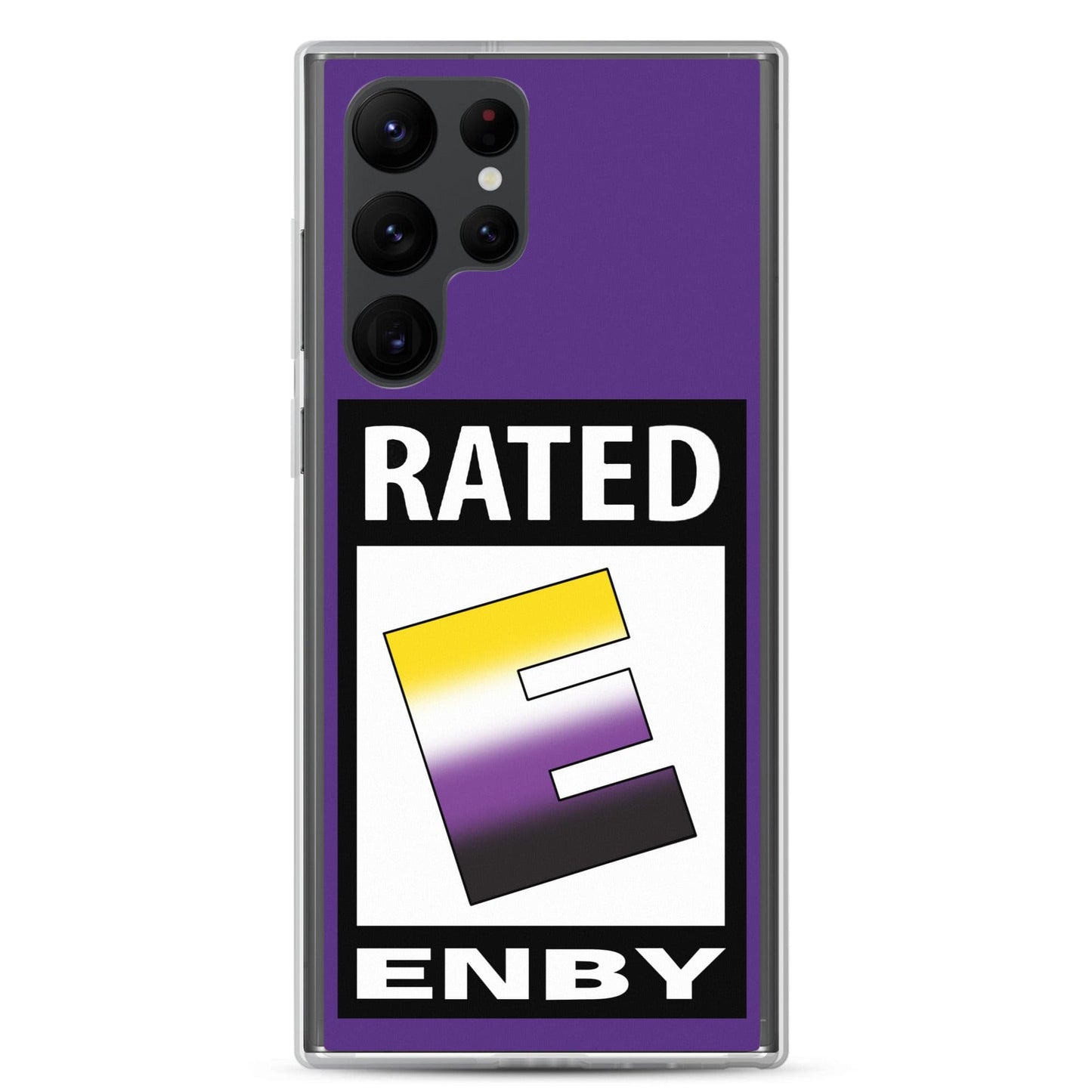 Nonbinary Enby Pride Samsung Galaxy Phone Case - Rated E For Enby Samsung Galaxy S22 Ultra clear-case-for-samsung-samsung-galaxy-s22-ultra-case-on-phone-641268b19ae15