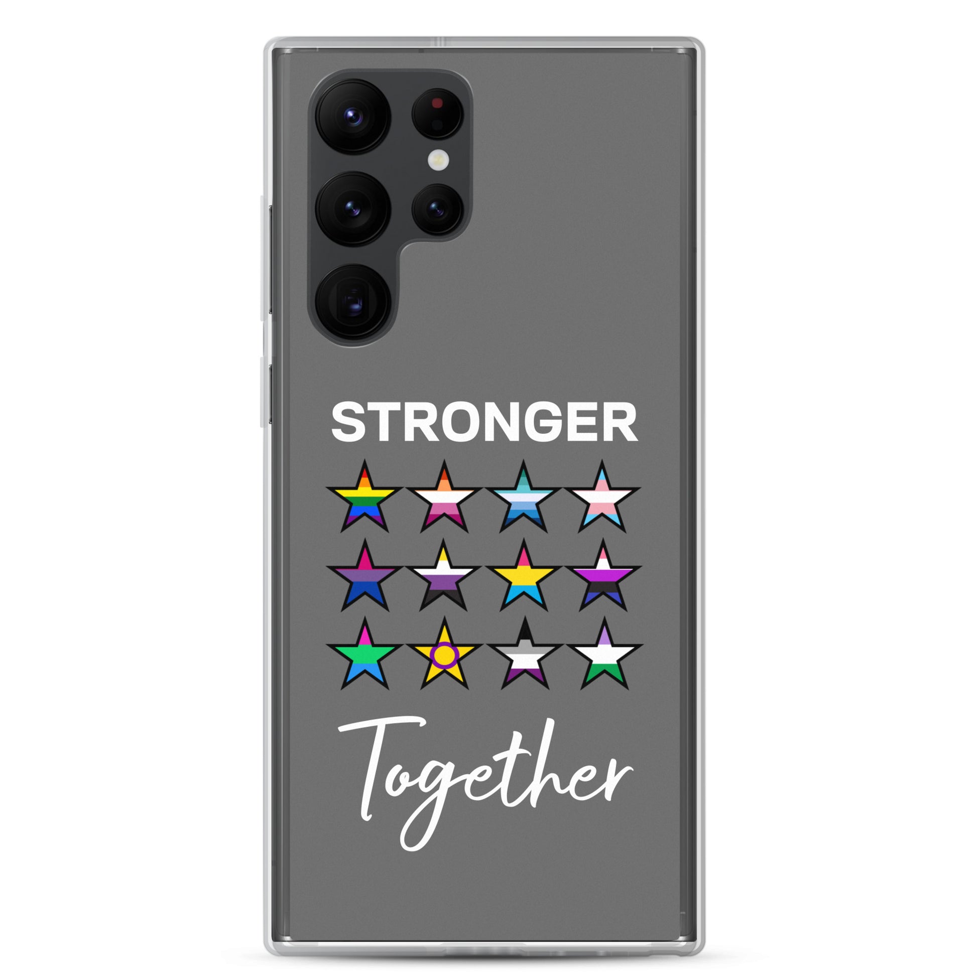 LGBTQ Pride Samsung Galaxy Cell Phone Case - Stronger Together Samsung Galaxy S22 Ultra clear-case-for-samsung-samsung-galaxy-s22-ultra-case-on-phone-64127ba9a3182