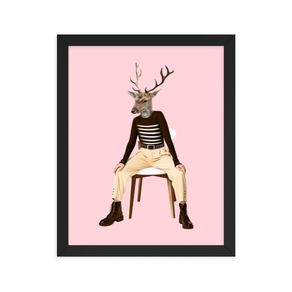 Oh Deer Collage Art Framed Poster Black 11in×14in enhanced-matte-paper-framed-poster-_in_-black-11x14-transparent-636f041f99e88