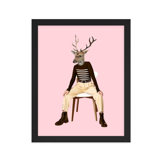 Oh Deer Collage Art Framed Poster Black 11in×14in enhanced-matte-paper-framed-poster-_in_-black-11x14-transparent-636f041f99e88