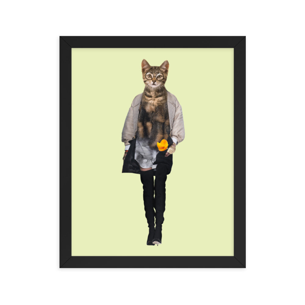 Casual Kitty Collage Art Framed Poster Black 11in×14in enhanced-matte-paper-framed-poster-_in_-black-11x14-transparent-63792cdeadb07