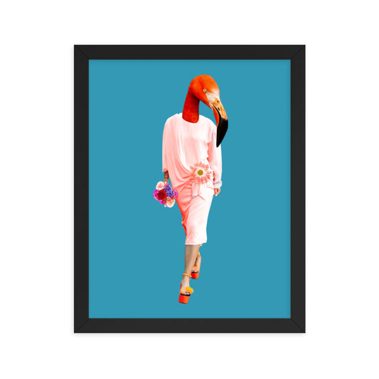 Fashion Flamingo Collage Wall Art Framed Black 11in×14in enhanced-matte-paper-framed-poster-_in_-black-11x14-transparent-637935654d987