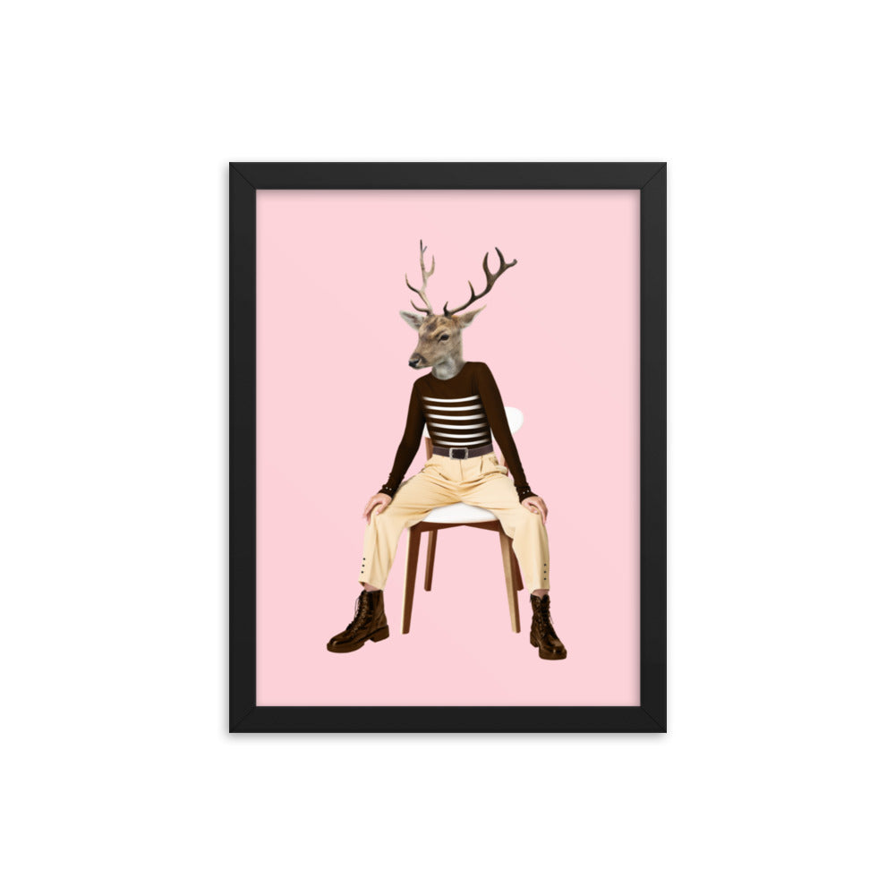 Oh Deer Collage Art Framed Poster Black 12in×16in enhanced-matte-paper-framed-poster-_in_-black-12x16-transparent-636f041f9b3ad