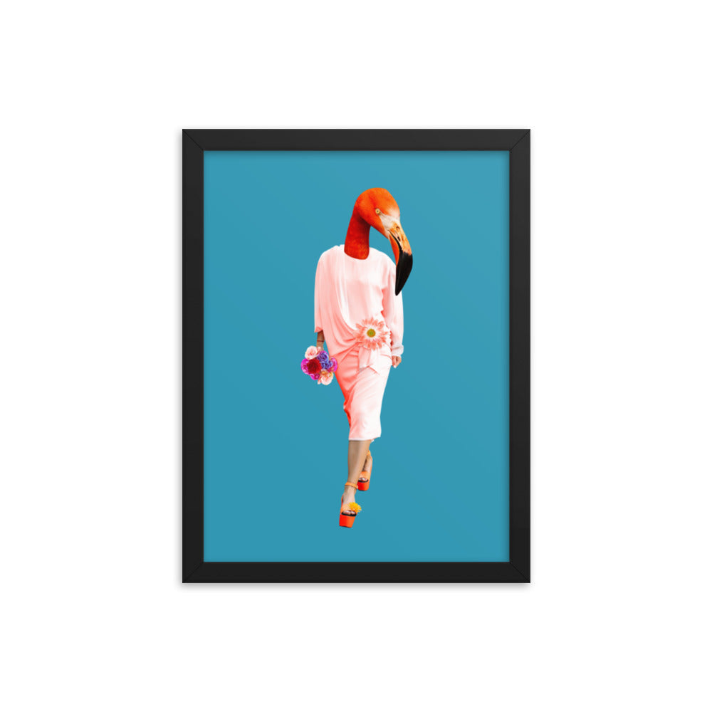 Fashion Flamingo Collage Wall Art Framed Black 12in×16in enhanced-matte-paper-framed-poster-_in_-black-12x16-transparent-637935654fb2b