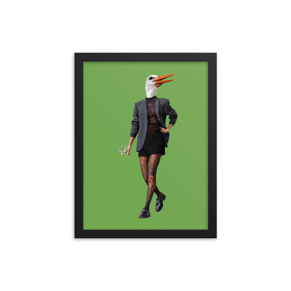 Edgy Stork Collage Art Framed Poster Black 12in×16in enhanced-matte-paper-framed-poster-_in_-black-12x16-transparent-63793a37c9a84