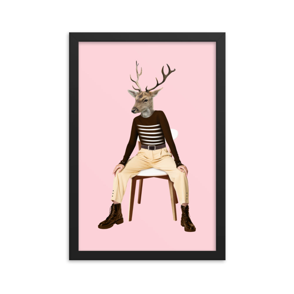 Oh Deer Collage Art Framed Poster Black 12in×18in enhanced-matte-paper-framed-poster-_in_-black-12x18-transparent-636f041f9b49c