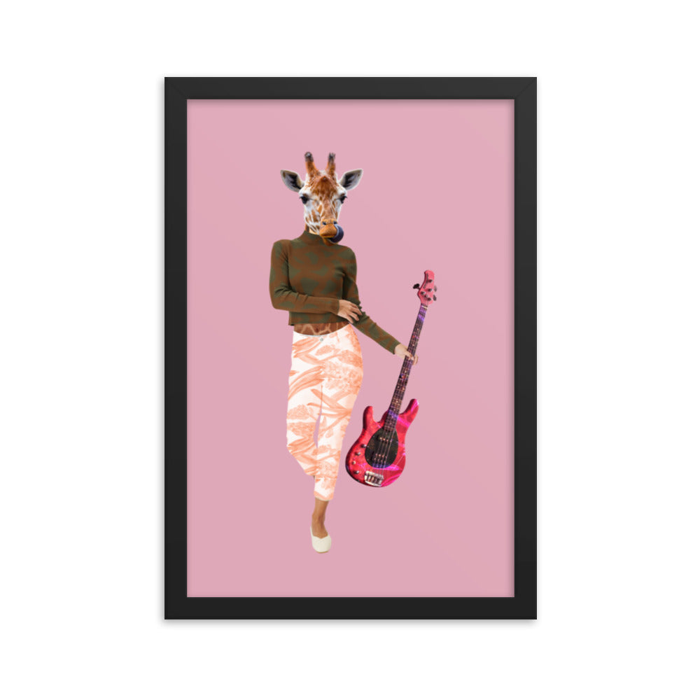 Giraffe Collage Art Framed Poster Black 12in×18in enhanced-matte-paper-framed-poster-_in_-black-12x18-transparent-63792b3fba577