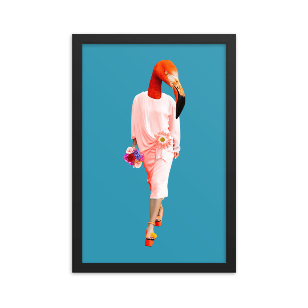 Fashion Flamingo Collage Wall Art Framed Black 12in×18in enhanced-matte-paper-framed-poster-_in_-black-12x18-transparent-637935654fbf3