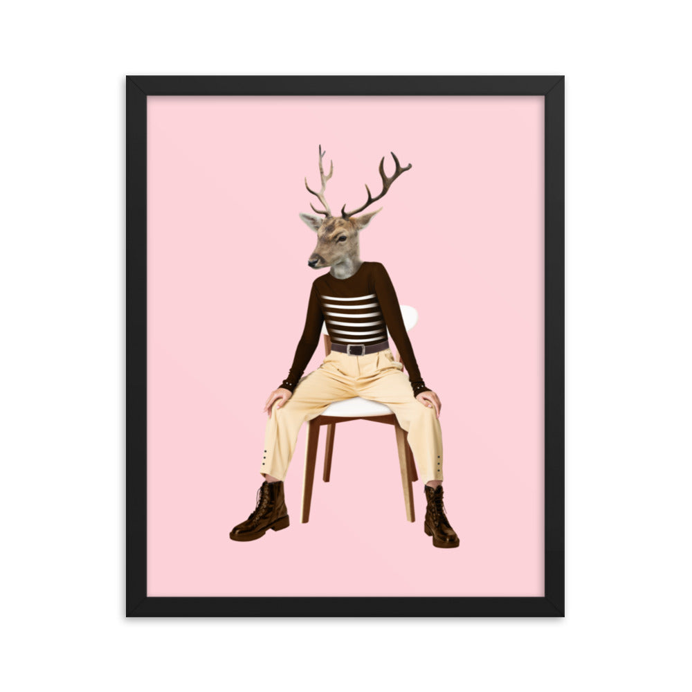 Oh Deer Collage Art Framed Poster Black 16in×20in enhanced-matte-paper-framed-poster-_in_-black-16x20-transparent-636f041f9b58f