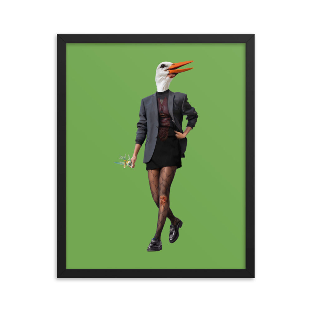 Edgy Stork Collage Art Framed Poster Black 16in×20in enhanced-matte-paper-framed-poster-_in_-black-16x20-transparent-63793a37c9bbc