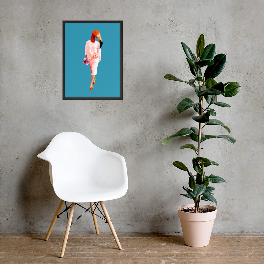 Fashion Flamingo Collage Wall Art Framed enhanced-matte-paper-framed-poster-_in_-black-18x24-lifestyle-1-637ad15d9e879