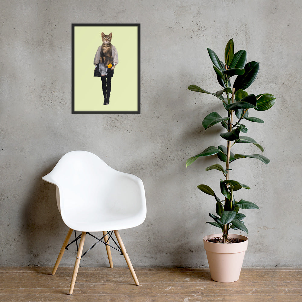 Casual Kitty Collage Art Framed Poster enhanced-matte-paper-framed-poster-_in_-black-18x24-lifestyle-1-637ada070d964