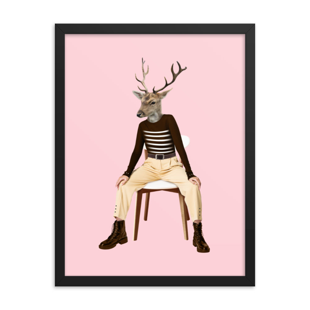 Oh Deer Collage Art Framed Poster Black 18in×24in enhanced-matte-paper-framed-poster-_in_-black-18x24-transparent-636f041f9b673