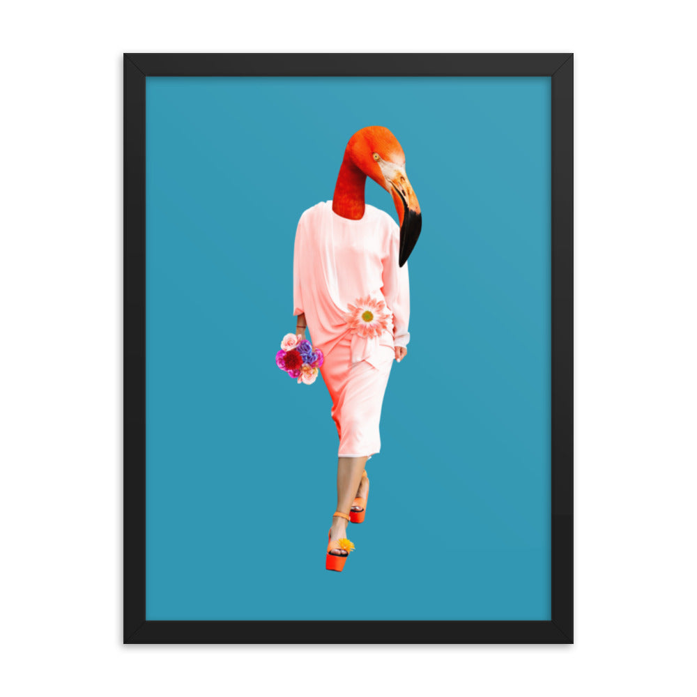 Fashion Flamingo Collage Wall Art Framed Black 18in×24in enhanced-matte-paper-framed-poster-_in_-black-18x24-transparent-637935654fd57