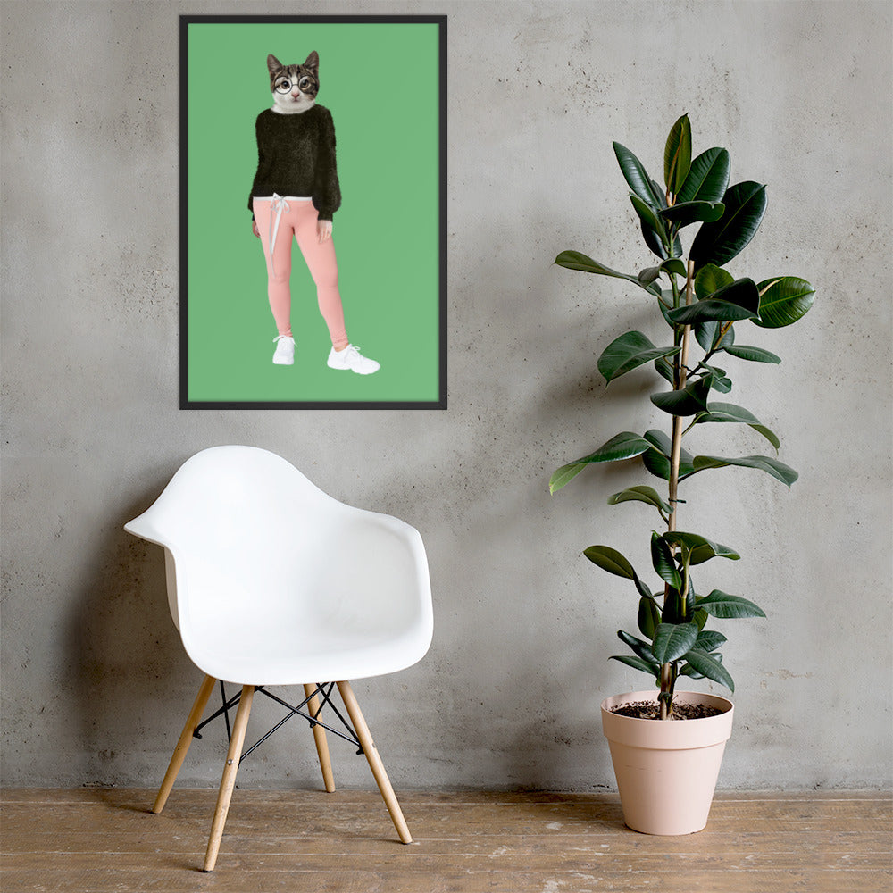 Comfy Cat Collage Art Framed Poster enhanced-matte-paper-framed-poster-_in_-black-24x36-lifestyle-1-637ad9935362f