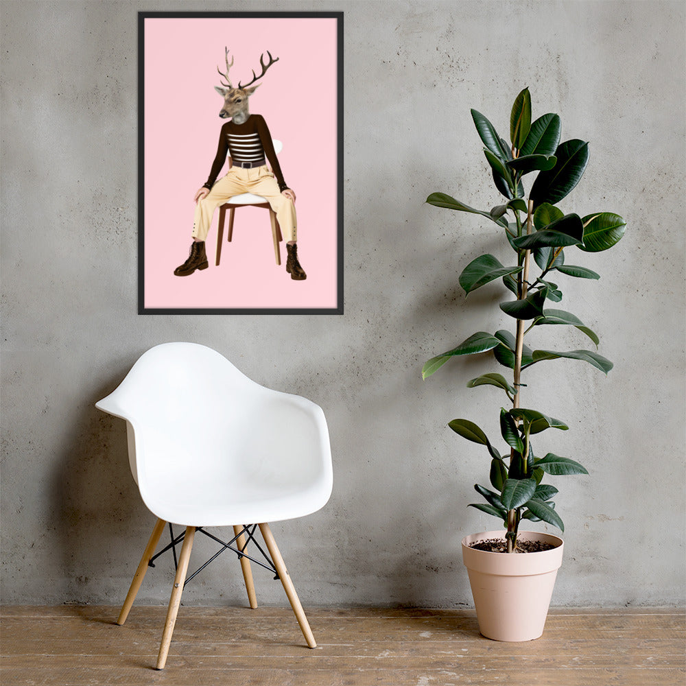 Oh Deer Collage Art Framed Poster enhanced-matte-paper-framed-poster-_in_-black-24x36-lifestyle-1-637add3d78def