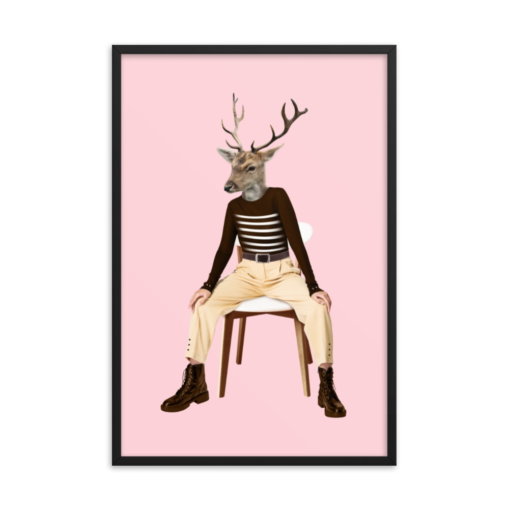 Oh Deer Collage Art Framed Poster Black 24in×36in enhanced-matte-paper-framed-poster-_in_-black-24x36-transparent-636f041f9b75f