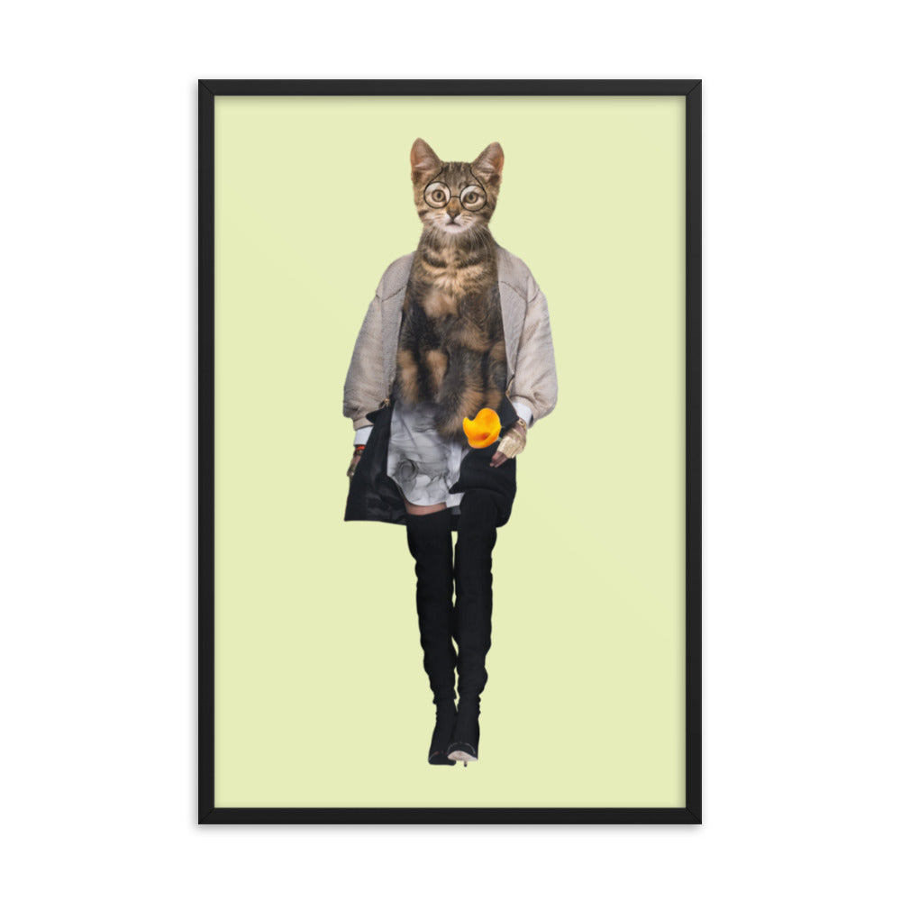 Casual Kitty Collage Art Framed Poster Black 24in×36in enhanced-matte-paper-framed-poster-_in_-black-24x36-transparent-63792cdeb0186