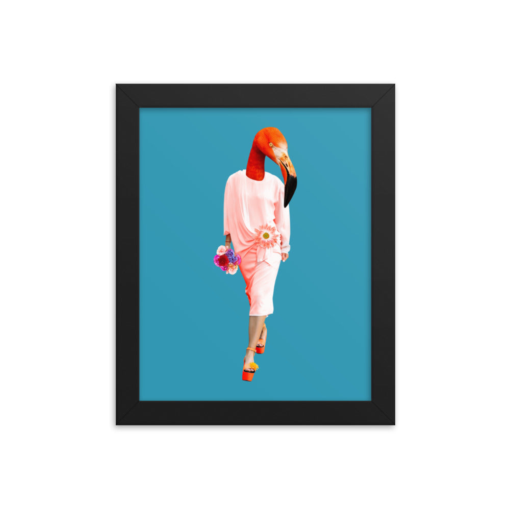 Fashion Flamingo Collage Wall Art Framed Black 8in×10in enhanced-matte-paper-framed-poster-_in_-black-8x10-transparent-637935654f9f1