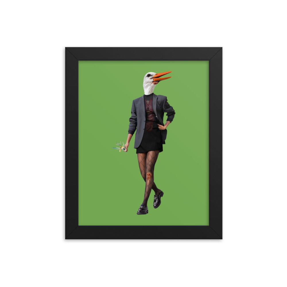 Edgy Stork Collage Art Framed Poster Black 8in×10in enhanced-matte-paper-framed-poster-_in_-black-8x10-transparent-63793a37c9994