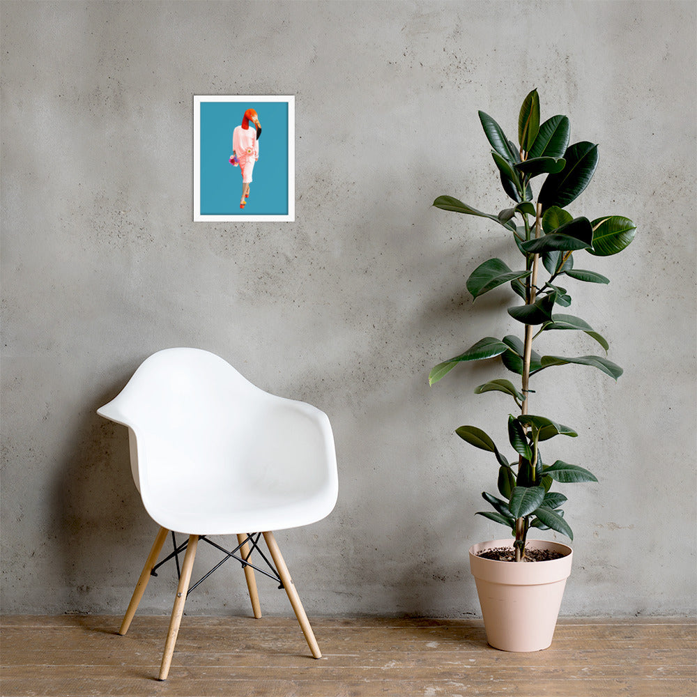 Fashion Flamingo Collage Wall Art Framed enhanced-matte-paper-framed-poster-_in_-white-11x14-lifestyle-1-637ad15d9e9ab