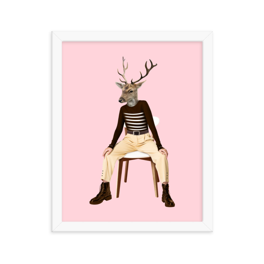 Oh Deer Collage Art Framed Poster White 11in×14in enhanced-matte-paper-framed-poster-_in_-white-11x14-transparent-636f041f9b93d