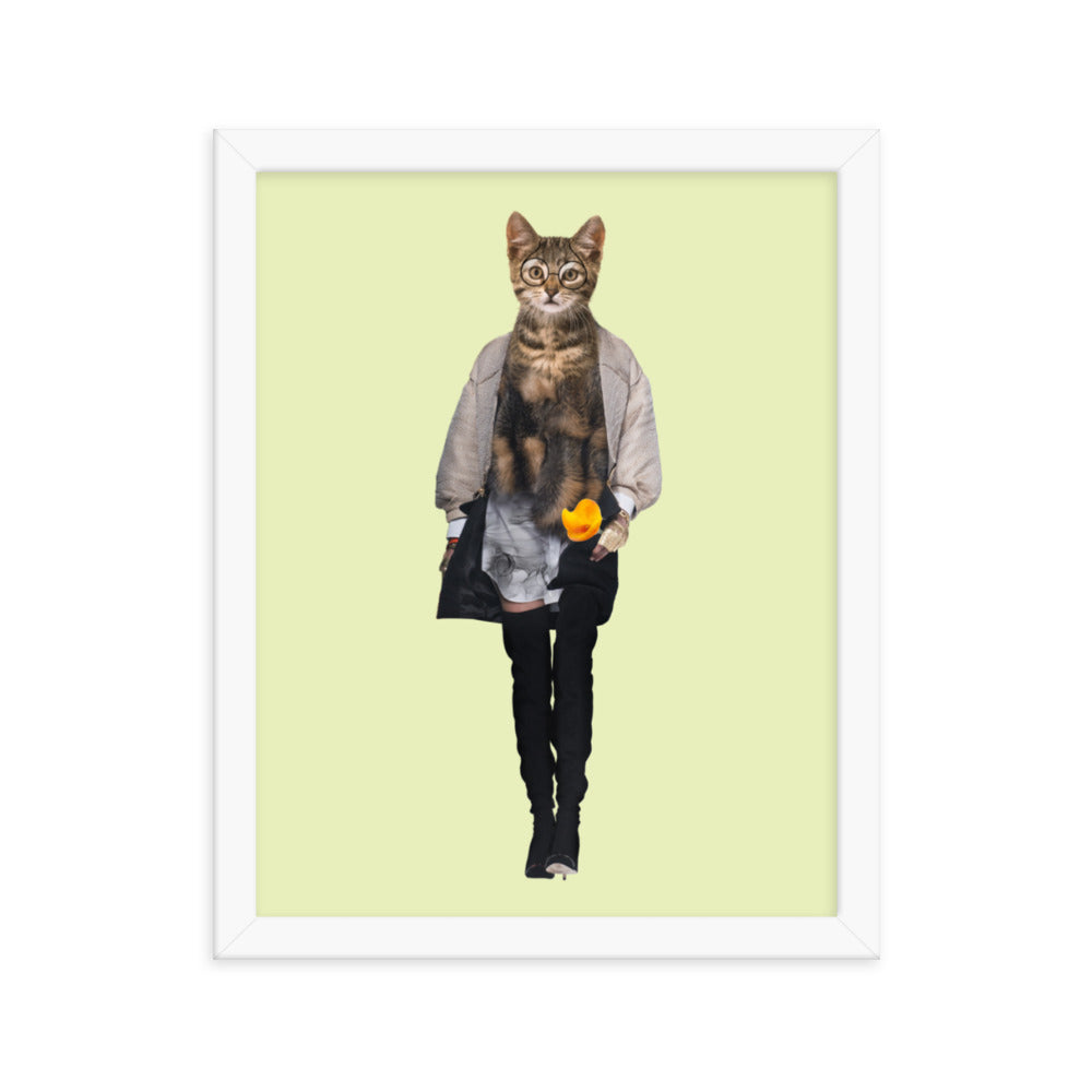 Casual Kitty Collage Art Framed Poster White 11in×14in enhanced-matte-paper-framed-poster-_in_-white-11x14-transparent-63792cdeb02d6