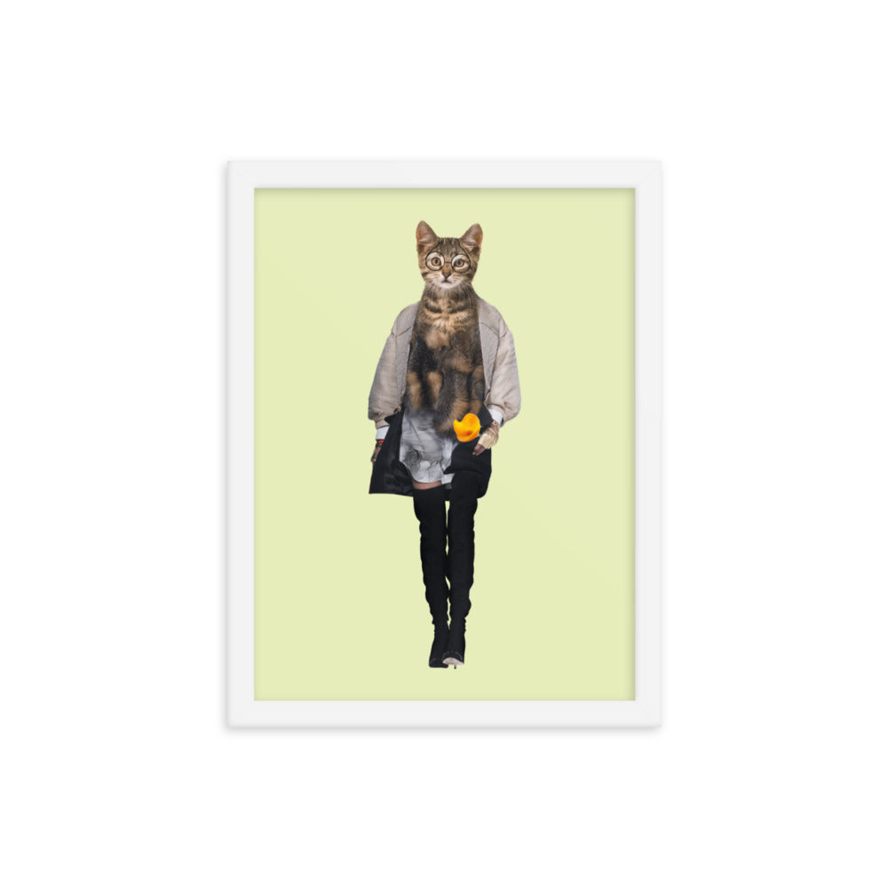 Casual Kitty Collage Art Framed Poster White 12in×16in enhanced-matte-paper-framed-poster-_in_-white-12x16-transparent-63792cdeb036f