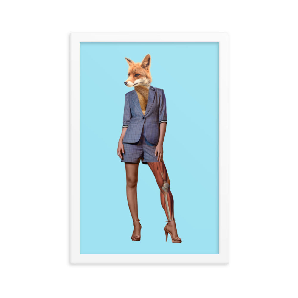 Foxy Collage Art Framed Poster White 12in×18in enhanced-matte-paper-framed-poster-_in_-white-12x18-transparent-636f038f3eeaa