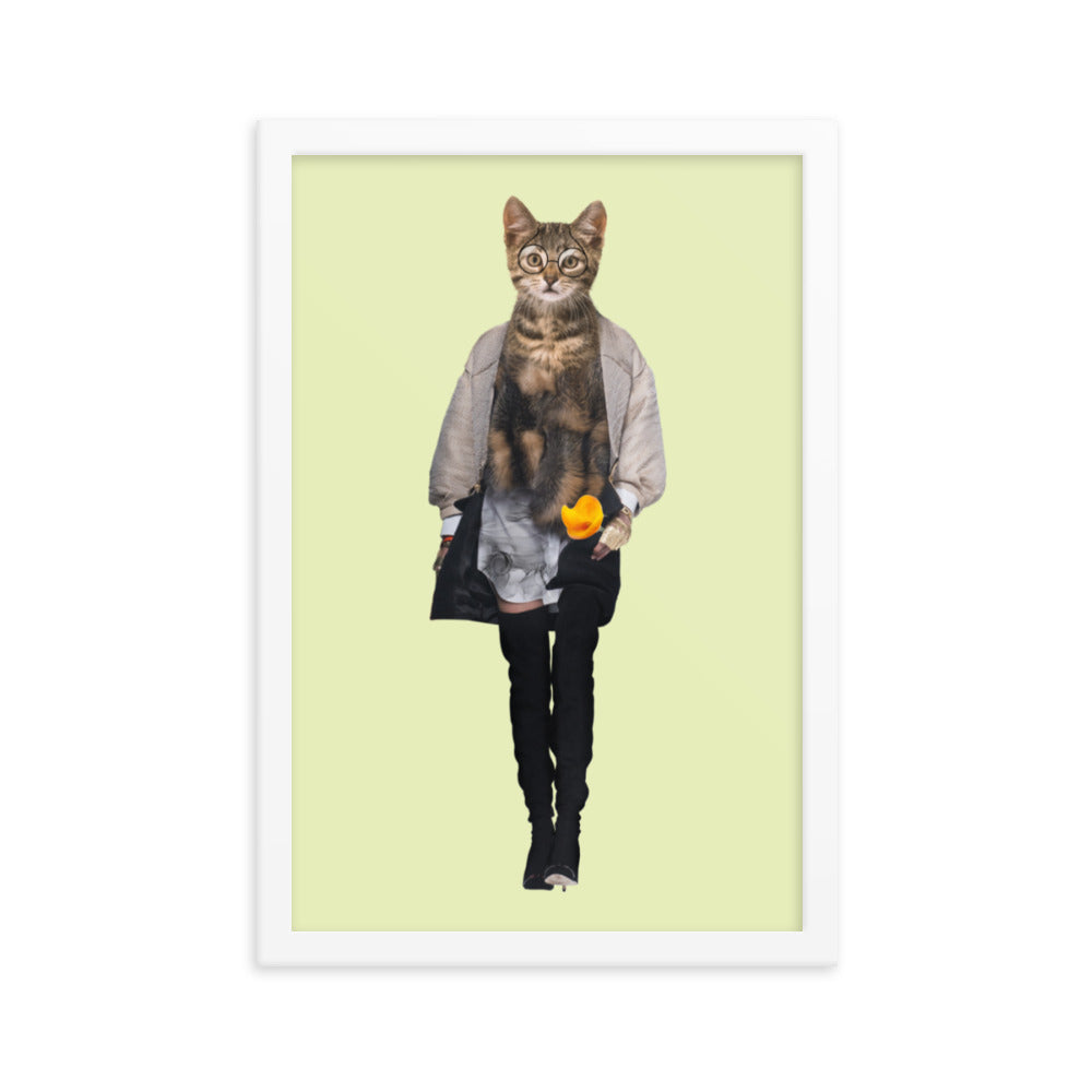 Casual Kitty Collage Art Framed Poster White 12in×18in enhanced-matte-paper-framed-poster-_in_-white-12x18-transparent-63792cdeb0402