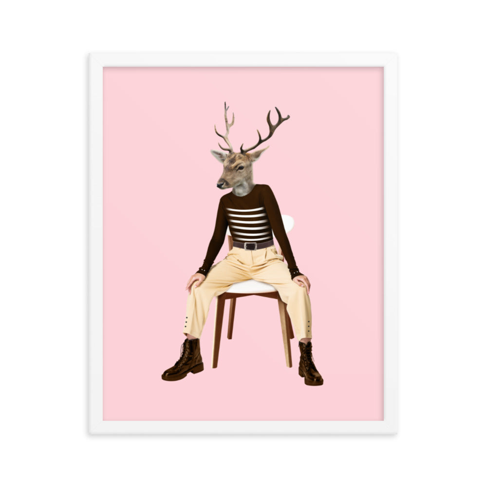 Oh Deer Collage Art Framed Poster White 16in×20in enhanced-matte-paper-framed-poster-_in_-white-16x20-transparent-636f041f9bbcb